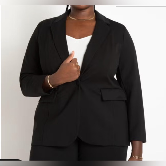 Long Ponte Blazer by Eloquii Size 18 Black - Picture 5 of 5